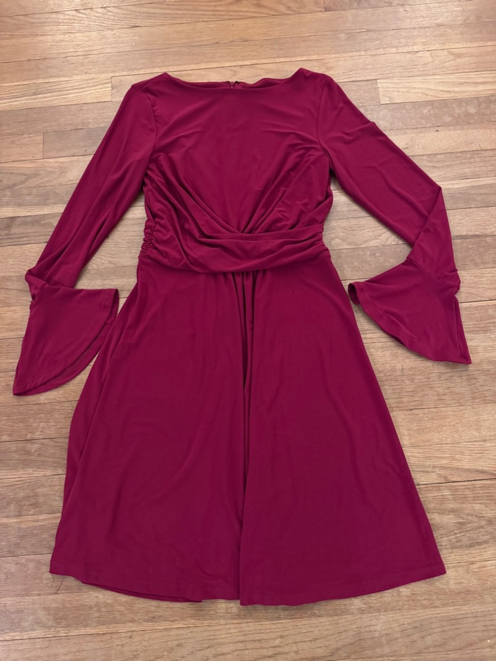 Harper Rose Women's Burgundy Knee Length Fit and Flare Bell Sleeve Dress| 4
 b92